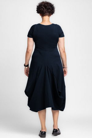 Rochie lunga in colturi, din tricot de bumbac, bleumarin [1]