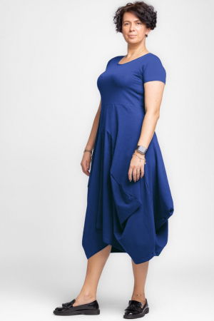 Rochie lunga in colturi, din tricot de bumbac, albastra [1]