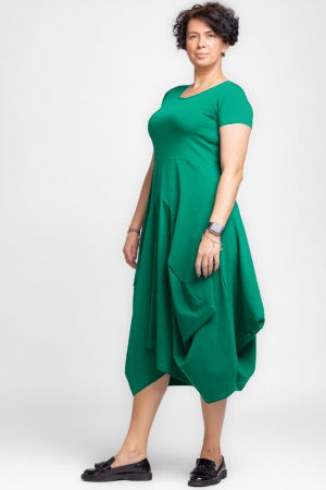 Rochie lunga in colturi, din tricot de bumbac, verde smarald [1]