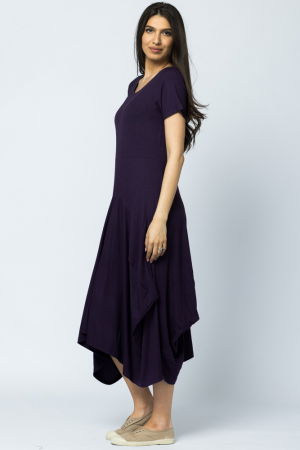 Rochie lunga in colturi, din tricot de bumbac, mov [3]