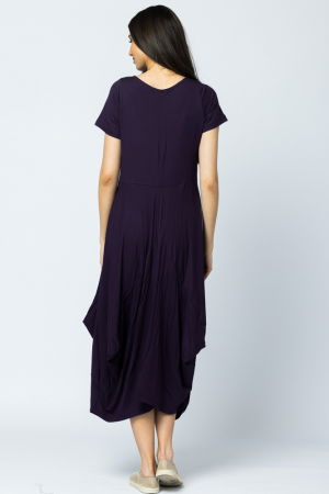 Rochie lunga in colturi, din tricot de bumbac, mov [4]