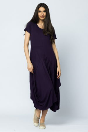 Rochie lunga in colturi, din tricot de bumbac, mov [2]