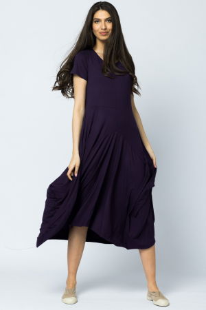 Rochie lunga in colturi, din tricot de bumbac, mov [1]