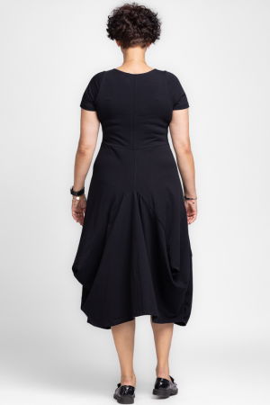Rochie lunga in colturi, din tricot de bumbac, neagra [2]