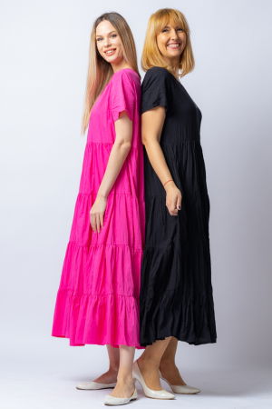 Rochie lunga neagra cu patru volane [3]