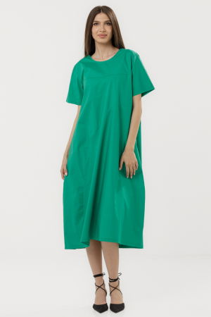 Rochii Casual - Rochie din poplin de bumbac, cu croi lejer si design minimalist, verde