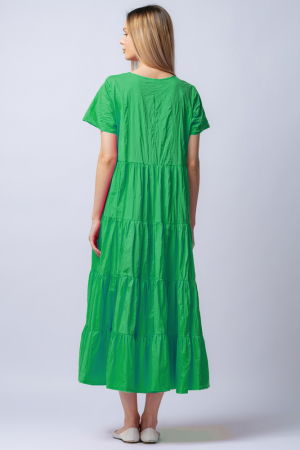 Rochie lunga verde cu patru volane [2]