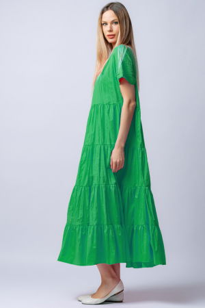 Rochie lunga verde cu patru volane [1]