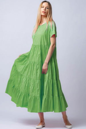 Rochii masuri mari - Rochie lunga verde deschis cu patru volane