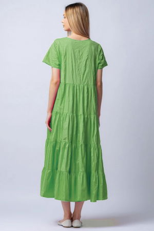 Rochie lunga verde deschis cu patru volane [2]