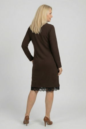 Rochie maro eleganta cu dantela si prindere intr-o parte [1]