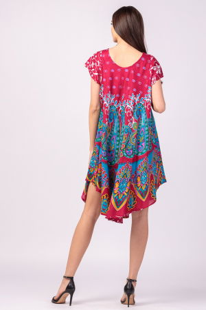 Rochie midi A-line cu imprimeu paisley, pe fond fucsia [4]