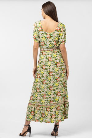 Rochie lunga din vascoza, cu imprimeu floral [3]