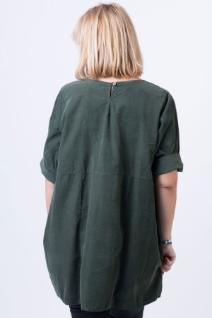 Rochie din catifea reiata, oversize, kaki [2]