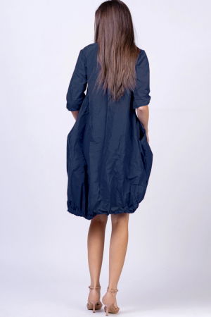 Rochie midi gogosar din tafta cu memorie, bleumarin [2]