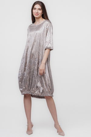 Rochii Elegante & Office - Rochie midi gogosar din material sifonat auriu