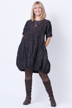 Rochii - Rochie midi gogosar din tafta cu memorie, maro