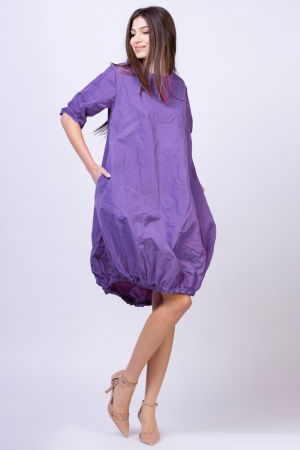 Rochii Elegante & Office - Rochie midi gogosar din tafta cu memorie, mov