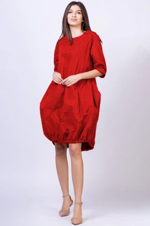 Rochii masuri mari - Rochie midi gogosar din tafta cu memorie, rosu