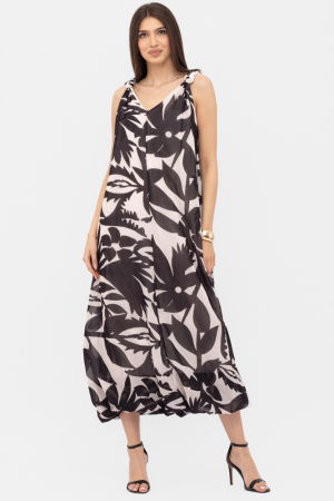 Rochie lunga gogosar, cu imprimeu alb-negru [1]