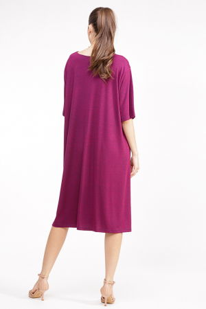 Rochie bordo din vascoza cu snur in talie [2]