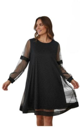 Rochie neagra eleganta cu tulle fin și sclipire discreta [1]