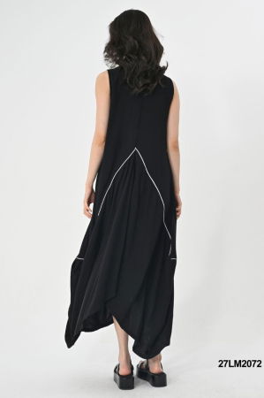 Rochie neagra in colturi cu detaliu alb [1]