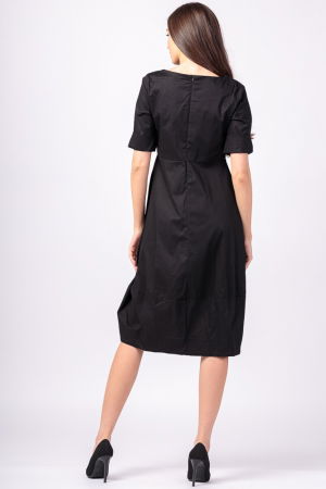 Rochie neagra, lalea, cambrata, cu fermoar, din poplin de bumbac [2]