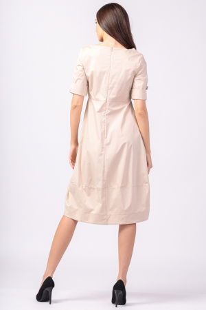 Rochie bej, lalea, cambrata, cu fermoar, din poplin de bumbac [4]