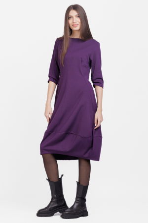 Rochii Elegante & Office - Rochie lalea din jerseu de vascoza, mov inchis