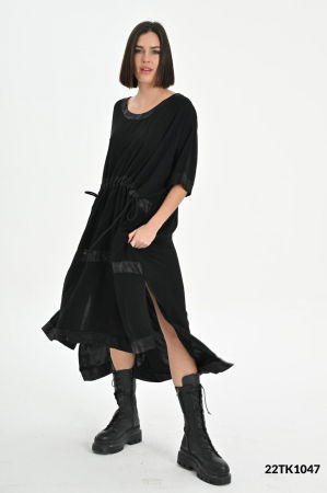 Rochii - Rochie neagra oversize cu talie reglabila