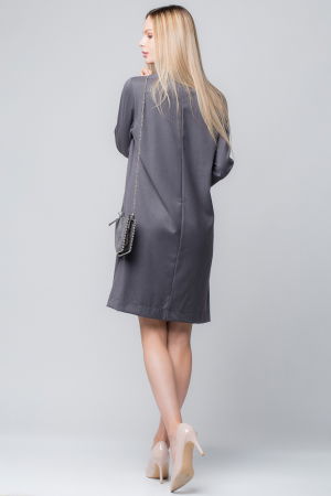 Rochie office gri cu guler tunica [2]