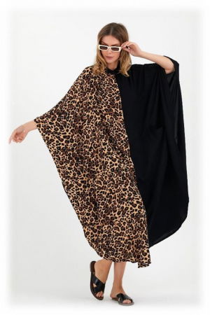 Rochie oversize animal print-negru, din vascoza [1]