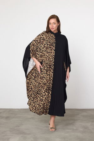 Rochie oversize animal print-negru, din vascoza [3]