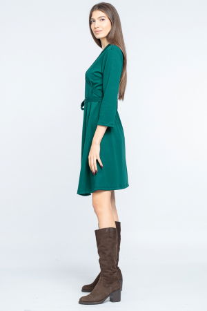 Rochie petrecuta din jerseu, cu talie reglabila, verde [2]