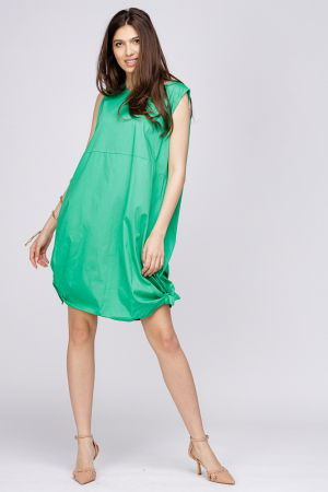 Rochie verde, din poplin de bumbac, cu noduri laterale [3]