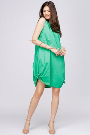 Rochie verde, din poplin de bumbac, cu noduri laterale [2]
