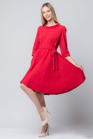 Rochii - Rochie rosie, eleganta - casual, taiata in talie, clos