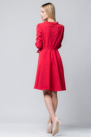 Rochie rosie, eleganta - casual, taiata in talie, clos [1]