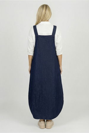 Rochie sarafan lunga cu bretele si snur reglabil, din denim [2]