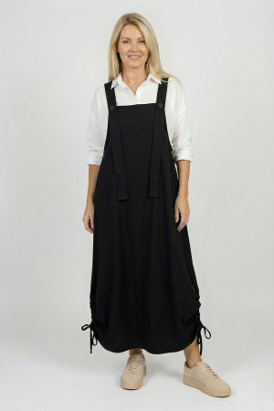 Rochie sarafan lunga cu bretele si snur reglabil, din jerseu de bumbac neagra [1]