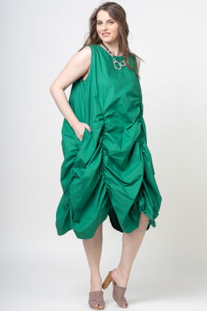 Rochie spectaculoasa verde, din poplin satinat, cu falduri [2]