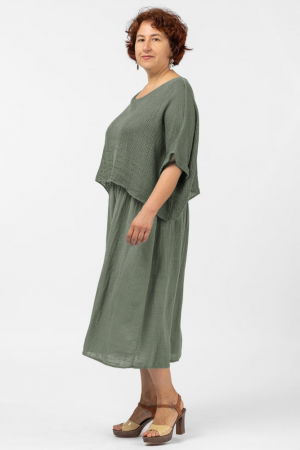 Rochie suprapusa cu bluza plasa, din bumbac, kaki [1]