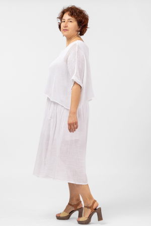 Rochie suprapusa cu bluza plasa, din bumbac, alba [1]