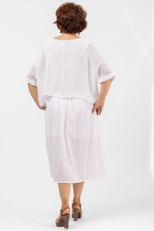 Rochie suprapusa cu bluza plasa, din bumbac, alba [2]