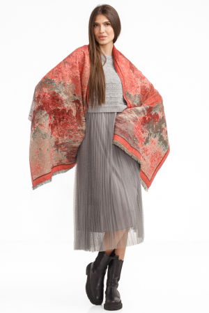 Rochie suprapusa din tulle cu bulinute cu puloveras cu model, gri [5]