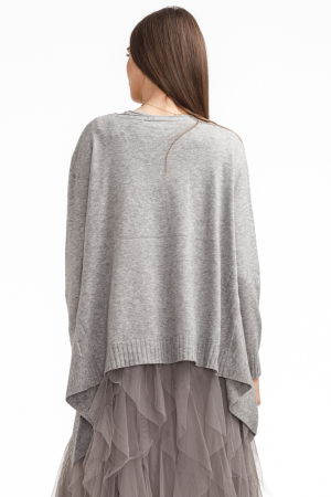 Rochie suprapusa din tulle, cu pulover in colturi oversize cu ploaie de paiete, gri [3]