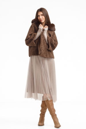 Rochie suprapusa din tulle  cu puloveras despicat la spate, bej [4]