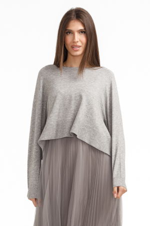 Rochie suprapusa din tulle  cu puloveras despicat la spate, gri [1]