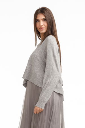 Rochie suprapusa din tulle  cu puloveras despicat la spate, gri [2]